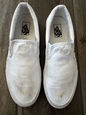 Vans Classic Slip-On Shoes True White FAIR Condition Men’s Size 10